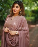 Light Hazelnut Zari Scalloped Kurta - Image 2
