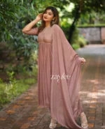 Light Hazelnut Zari Scalloped Kurta - Image 4