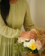 Pista Green Pleated Dress - Image 4