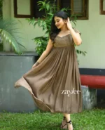 Truffle Brown Gathered Gown - Image 3