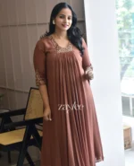 Brown Zari Work Kurta - Image 2