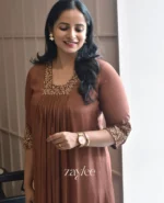 Brown Zari Work Kurta - Image 3