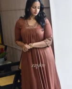 Brown Zari Work Kurta - Image 4