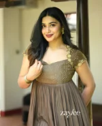 Truffle Brown Gathered Gown - Image 4