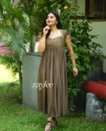 Truffle Brown Gathered Gown - Image 2