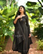 Black Silk Handwork Panel Anarkali - Image 8