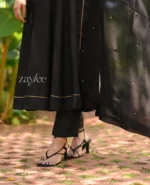 Black Silk Handwork Panel Anarkali - Image 7