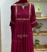 Beet Red Brocade Border Kurta - Image 2