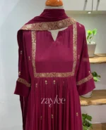 Beet Red Brocade Border Kurta