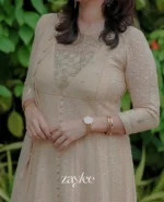 Beige Chikankari Anarkali With Highlights - Image 4