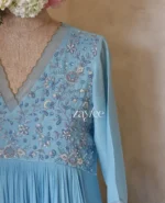 Blue Embellished Pearl Work Kurta - Image 3