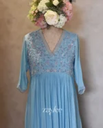 Blue Embellished Pearl Work Kurta - Image 2