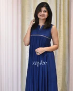Blue Pleated Yoke Kurta - Image 3