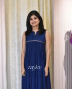 Blue Pleated Yoke Kurta - Image 2