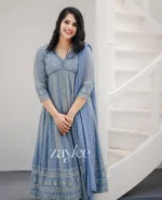 Blue Chikankari Anarkali - Image 2