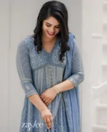 Blue Chikankari Anarkali - Image 3
