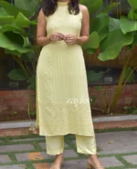 Butter Yellow Chikankari Slit Kurta - Image 3