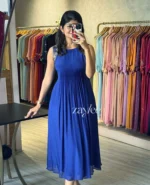Cobalt Blue Pleated Kurta - Image 4