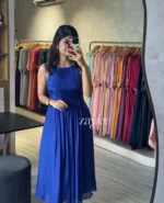 Cobalt Blue Pleated Kurta - Image 3