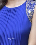 Cobalt Blue Pleated Kurta - Image 5