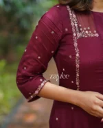 Deep Burgundy Box-Pleat Kurta - Image 4
