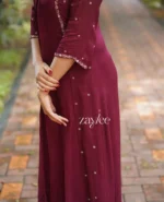 Deep Burgundy Box-Pleat Kurta - Image 2