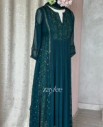Deep Green Side Panelled Embroidered Kurta - Image 3