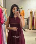 Deep Mahogany Pleated Yoke Kurta - Image 3