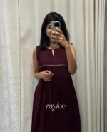 Deep Mahogany Pleated Yoke Kurta - Image 2