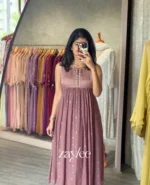 Dusty Mauve Organza Kurta - Image 6