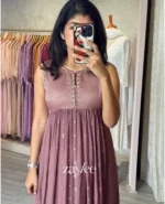 Dusty Mauve Organza Kurta - Image 5