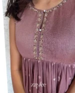 Dusty Mauve Organza Kurta - Image 4