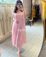 Dusty Pink Zari Work Kurta - Image 5