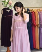 Dusty Pink Zari Work Kurta - Image 4
