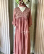 Dusty Rose Embellished Gathered Kurta - Image 2