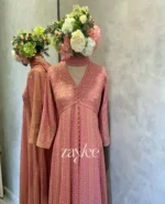 Dusty Rose Chikankari Anarkali - Image 3