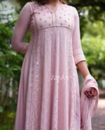 French Rose Chikankari Anarkali - Image 2