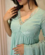 Frosty Mint Kurta With Pastel Embellishments - Image 5