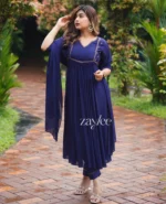 Glistening Blue Zari Work Kurta - Image 5