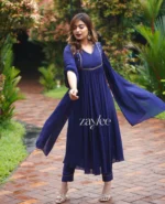 Glistening Blue Zari Work Kurta - Image 4