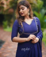 Glistening Blue Zari Work Kurta - Image 3
