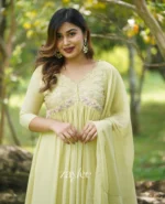 Glistening Yellow Gathered Anarkali - Image 7