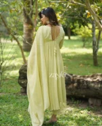 Glistening Yellow Gathered Anarkali - Image 4