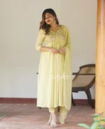 Glistening Yellow Gathered Anarkali - Image 2