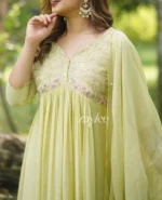 Glistening Yellow Gathered Anarkali - Image 6