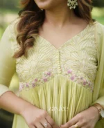 Glistening Yellow Gathered Anarkali - Image 5