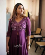 Grape Wine Anarkali and Pants - Image 2