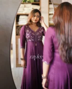 Grape Wine Anarkali and Pants - Image 3