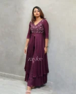 Grape Wine Anarkali and Pants