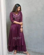Grape Wine Anarkali and Pants - Image 4